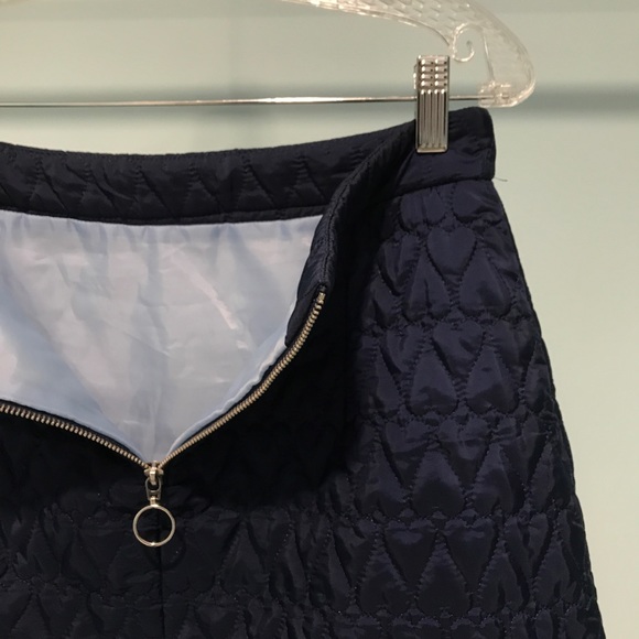 Topshop Quilted Heart Navy Mini Skirt Size 8 - Picture 5 of 8